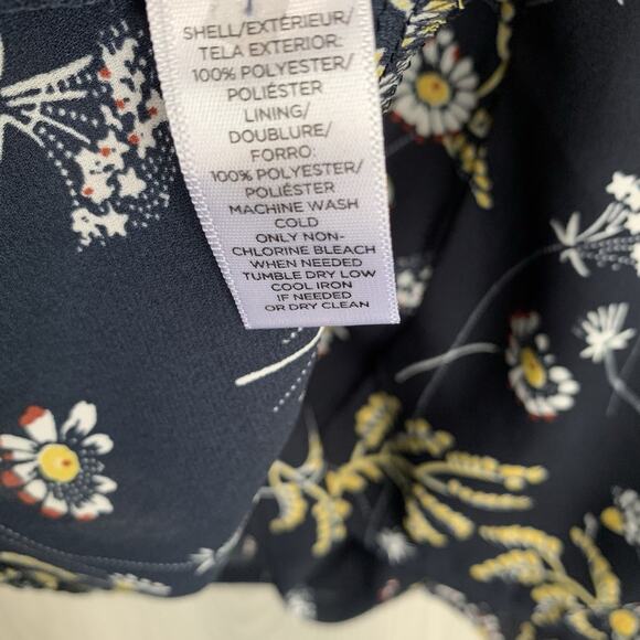 LOFT Blue Floral V-Neck Tank Small - Picture 6 of 7